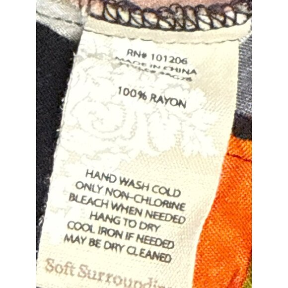 Soft Surroundings Women's Skirt Black Floral 100% Rayon Tropical Petite Large PL - Picture 10 of 11